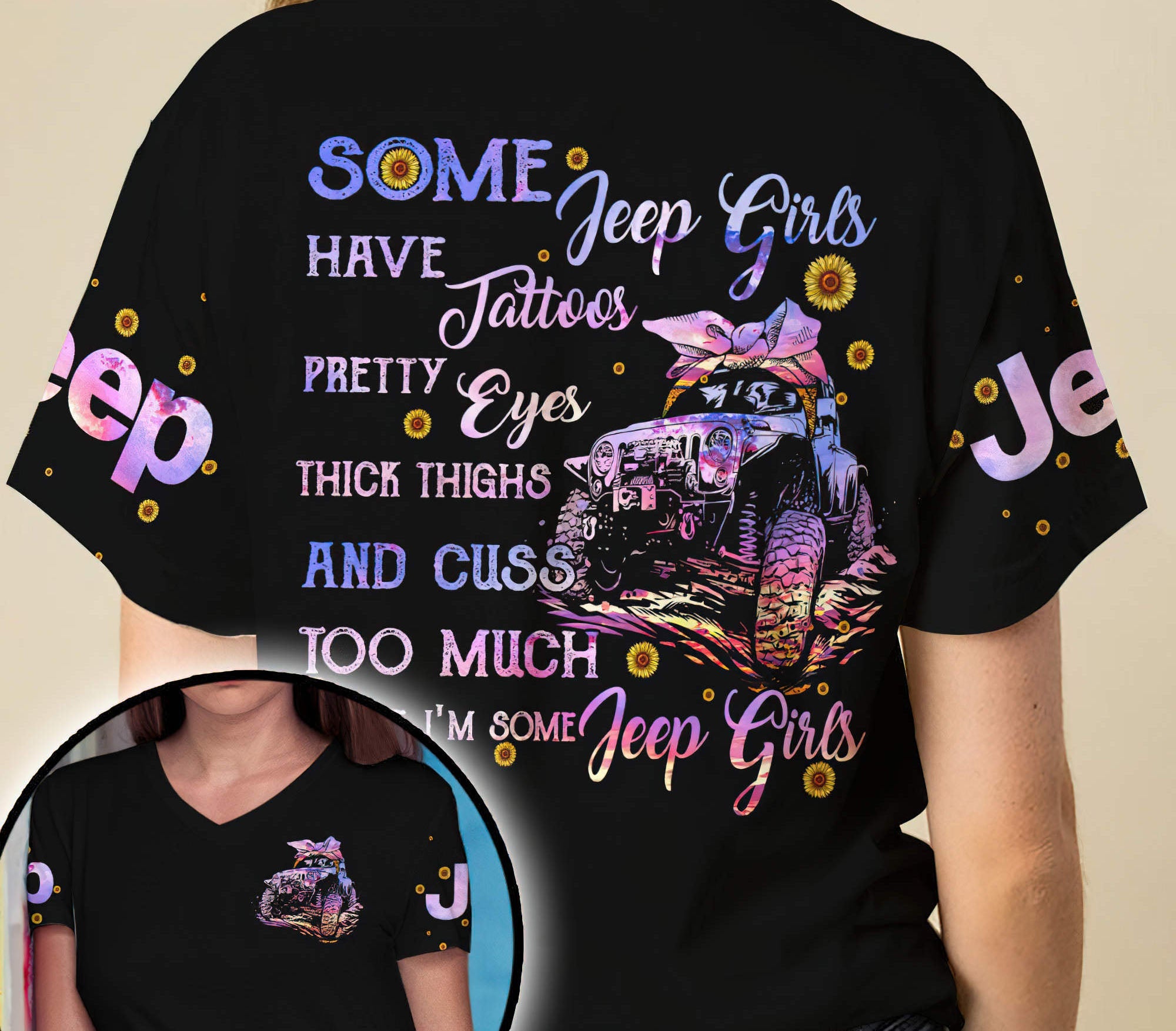 Some Jeep Girls Hologram Women V-Neck T-Shirt