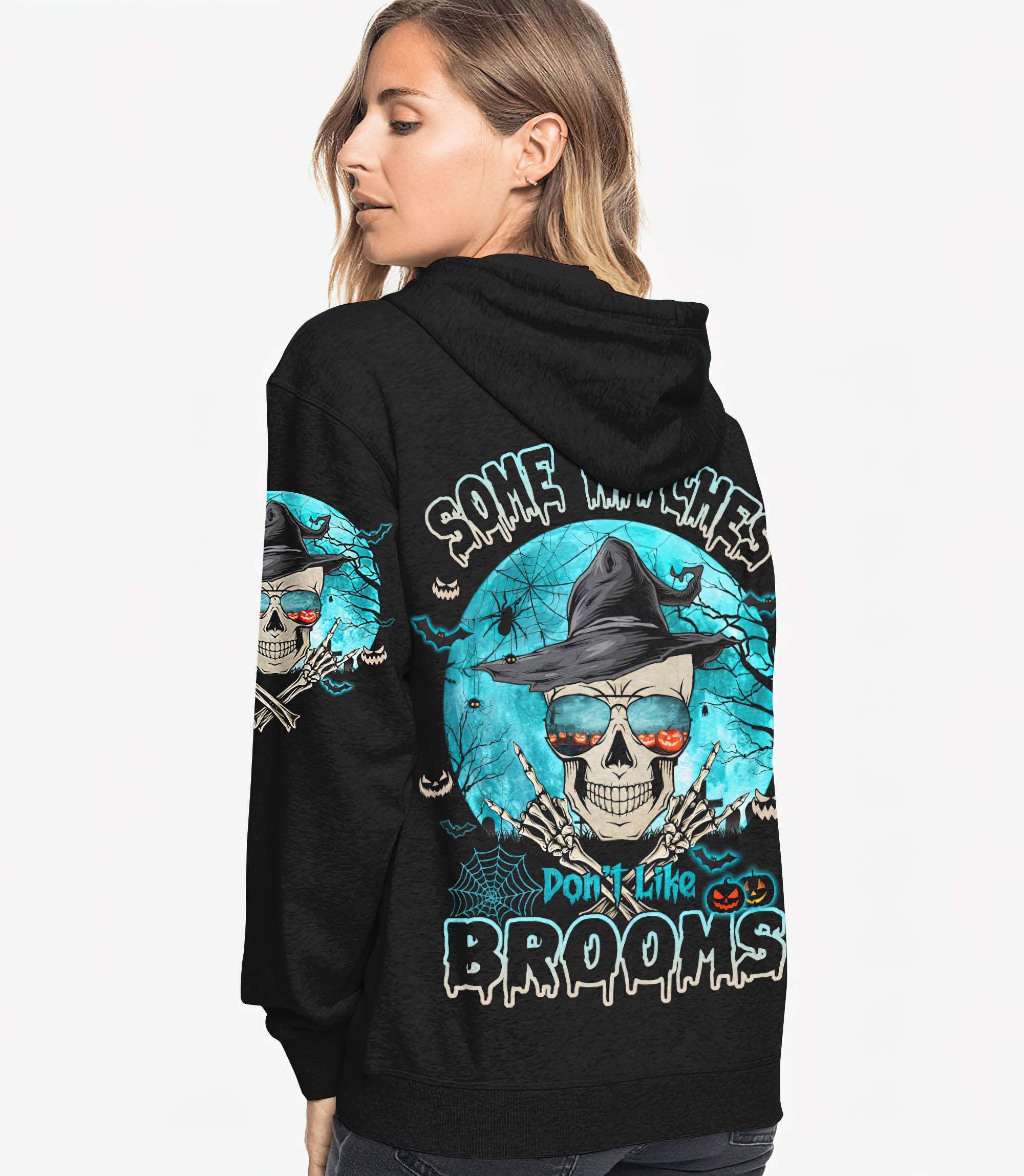 Some Witches Don't Like Brooms Skull All Over Print Hoodie