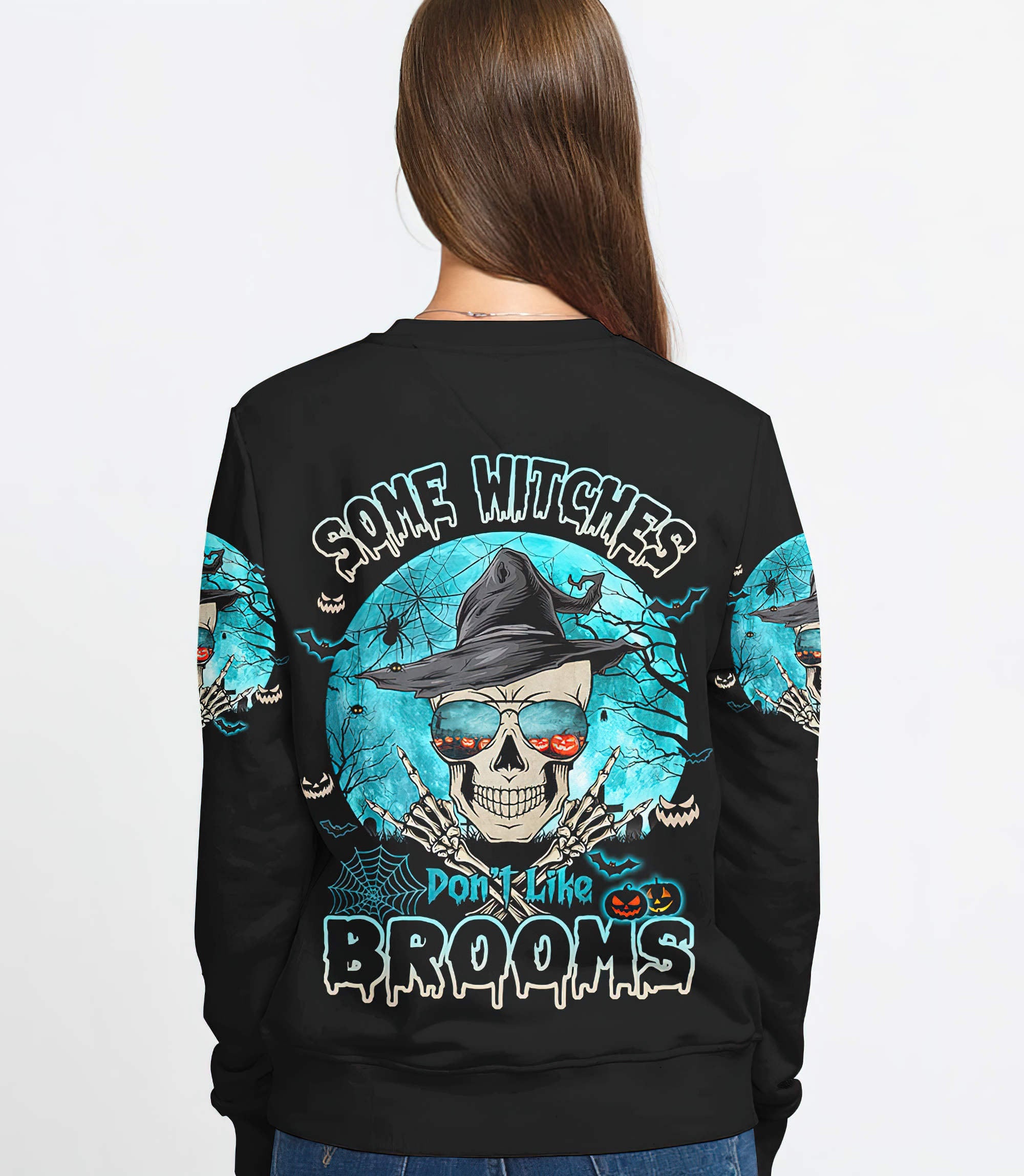 Some Witches Don't Like Brooms Skull All Over Print Sweatshirt