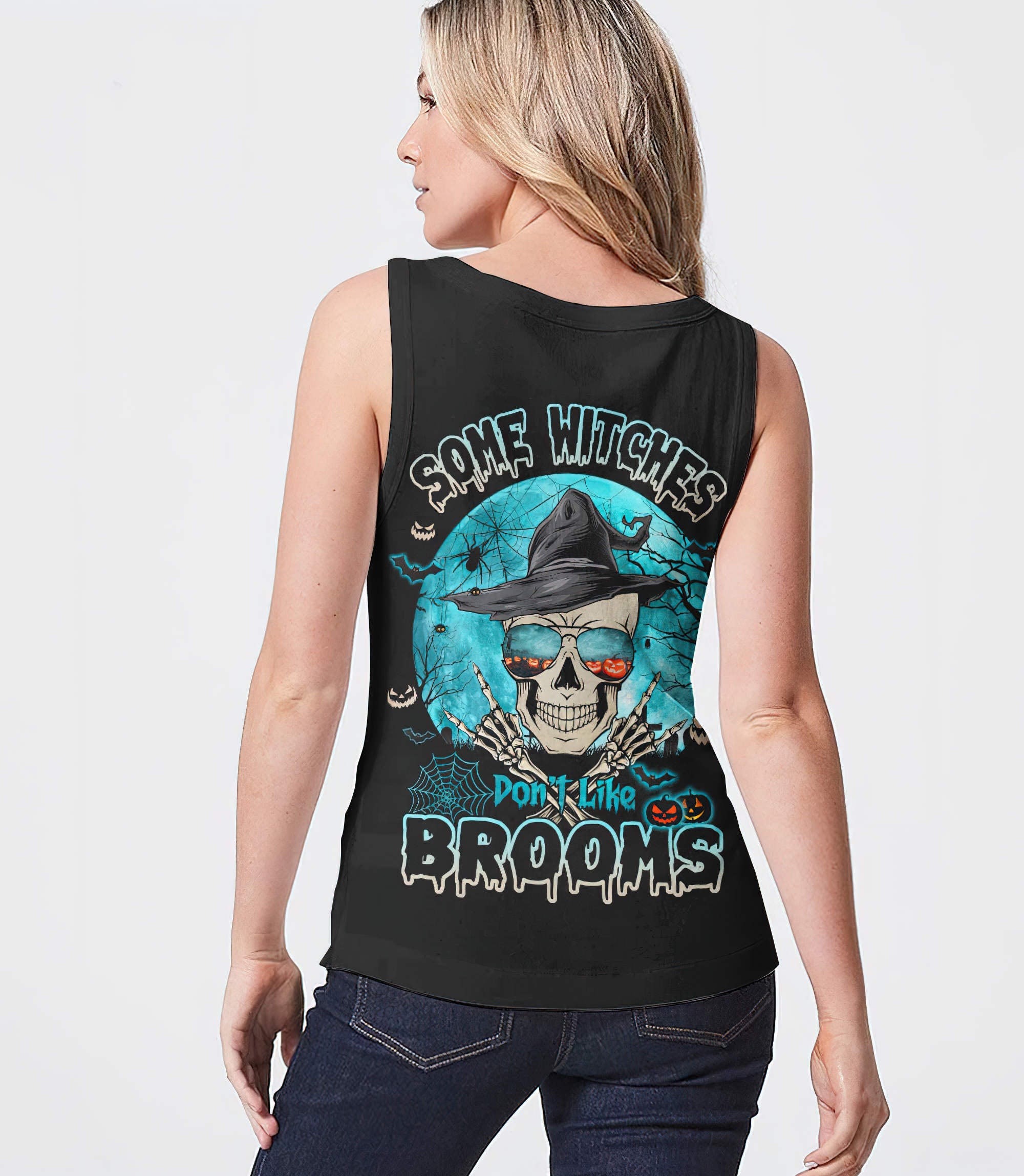 Some Witches Don't Like Brooms Skull All Over Print Tank Top